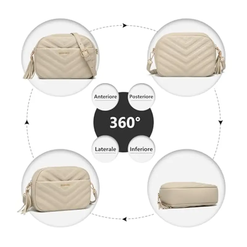 Miss Lulu Borsa Tracolla Donna Piccola, Borsetta Ragazza in Pelle, Borse Spalla Impermeabile, Con Tracolla Regolabile miniatura 3