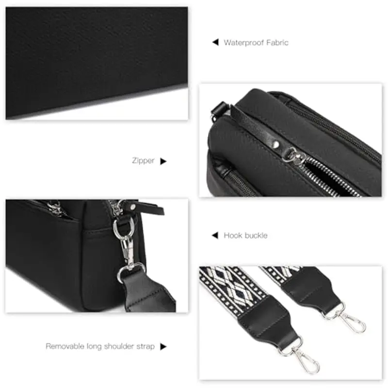 Miss Lulu Borsa Tracolla Donna Piccola, PU Pelle Morbido Impermeabile, Tracolla Rimovibile e Regolabile, 4 Tasche Grande Capacità, per Viaggi, Incontri e Spiaggia miniatura 3