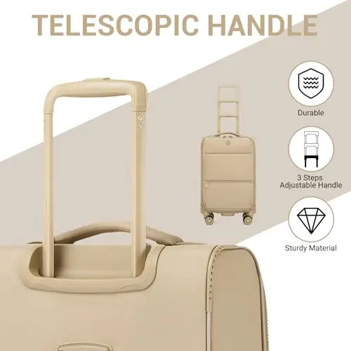 Miss Lulu Valigia Bagaglio a Mano Trolley Rigido Piccolo Valigia con Ruote Giratorie, 59, 5x36, 5x25cm, Caqui miniatura 3