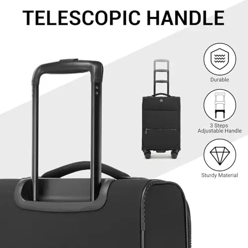 Miss Lulu Valigia Bagaglio a Mano Trolley Rigido Piccolo Valigia con Ruote Giratorie, 59, 5x36, 5x25cm, Negro miniatura 3