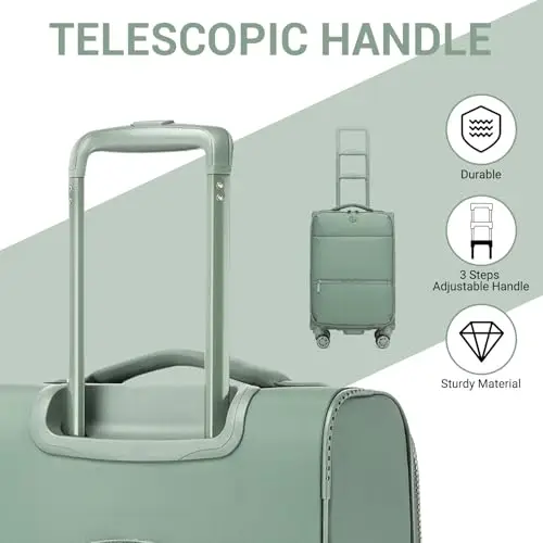 Miss Lulu Valigia Bagaglio a Mano Trolley Rigido Piccolo Valigia con Ruote Giratorie, 59, 5x36, 5x25cm, Verde miniatura 3