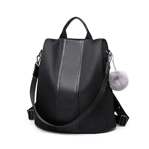 Miss Lulu Zaino Antifurto Donna, Borsa Nero Zaini Nylon Impermeabile, Daypack Spalla Tracolla per Viaggio Lavoro Scuola