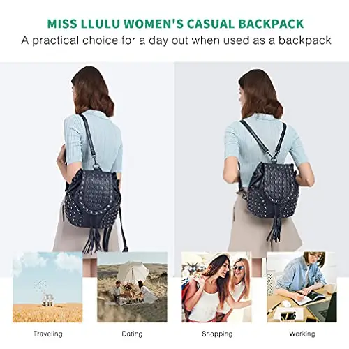 Miss Lulu Zaino Donna Medio, Zaine PU Pelle Donna, Borsa Zaino Teschio, Borse a Zainetto Gtico Antifurto, Impermeabile miniatura 3