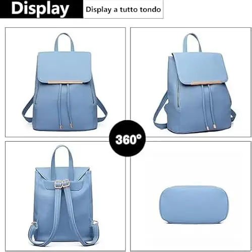 Miss Lulu Zaino Donna Nero, Cuoio Duro Impermeabile, Anti-taccheggio Chiusura a Cordino Fibbia Magnetica, Città Moderno miniatura 2