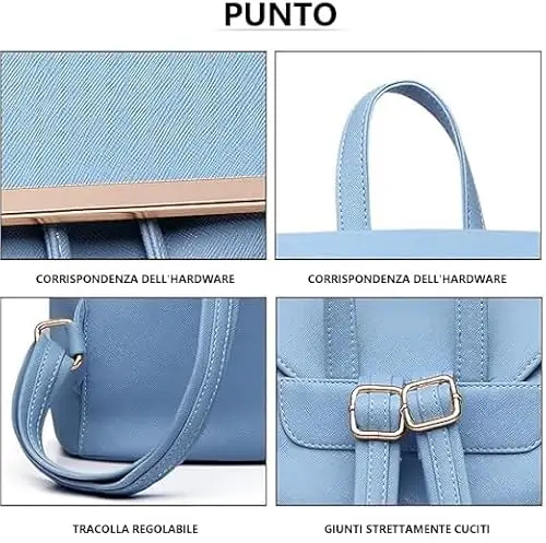 Miss Lulu Zaino Donna Nero, Cuoio Duro Impermeabile, Anti-taccheggio Chiusura a Cordino Fibbia Magnetica, Città Moderno miniatura 3