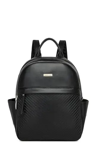 Miss Lulu Zaino Università Donna Nero Elegante, Zainetto Donna Grande Impermeabile Pelle PU, Borsa Zaini per Lavoro,