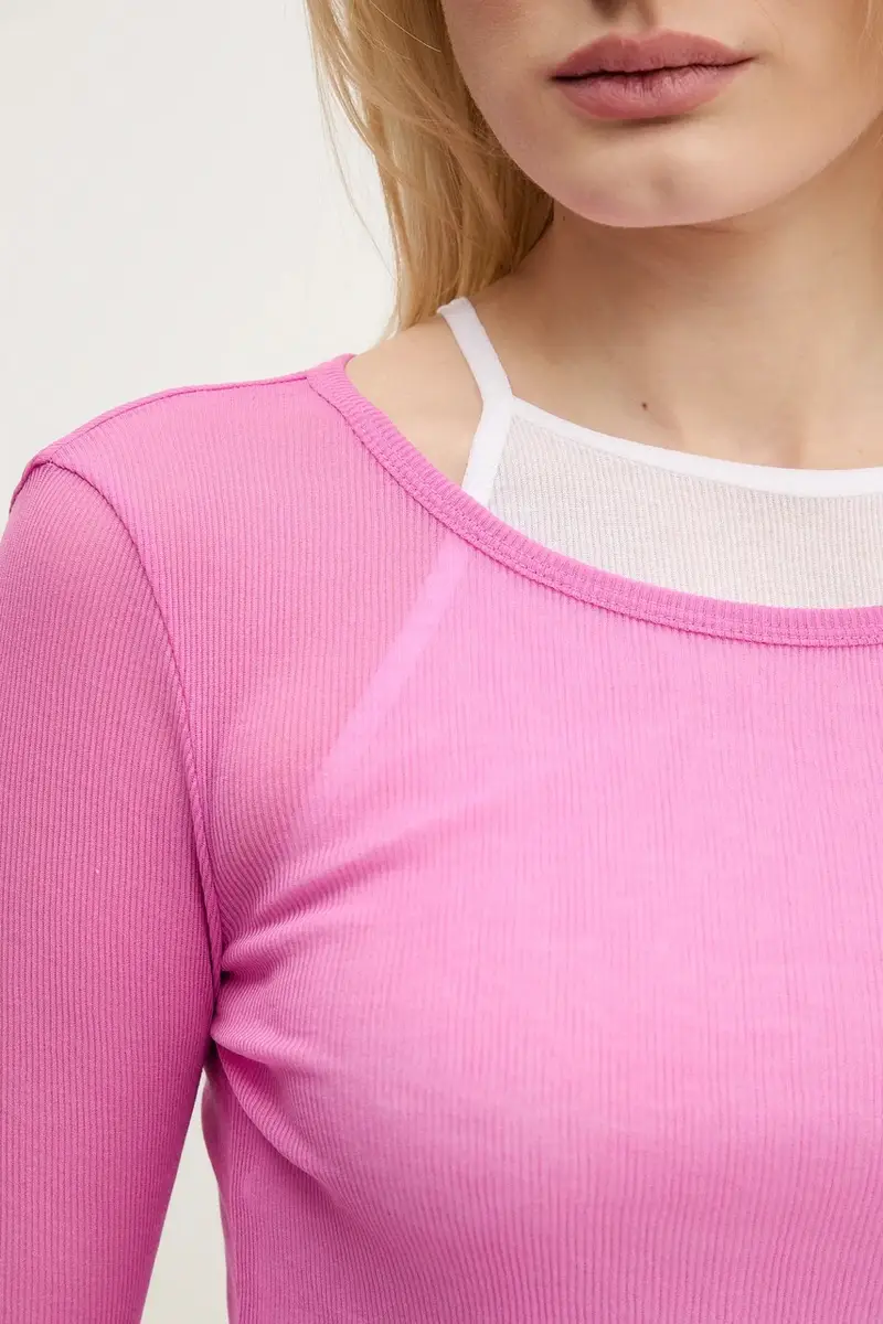 camicia a maniche lunghe colore rosa 6S1SJ37600 miniatura 5