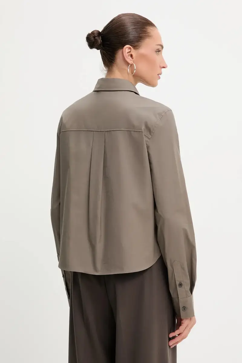 camicia con aggiunta di seta donna colore marrone 6S3XJ5300B miniatura 3