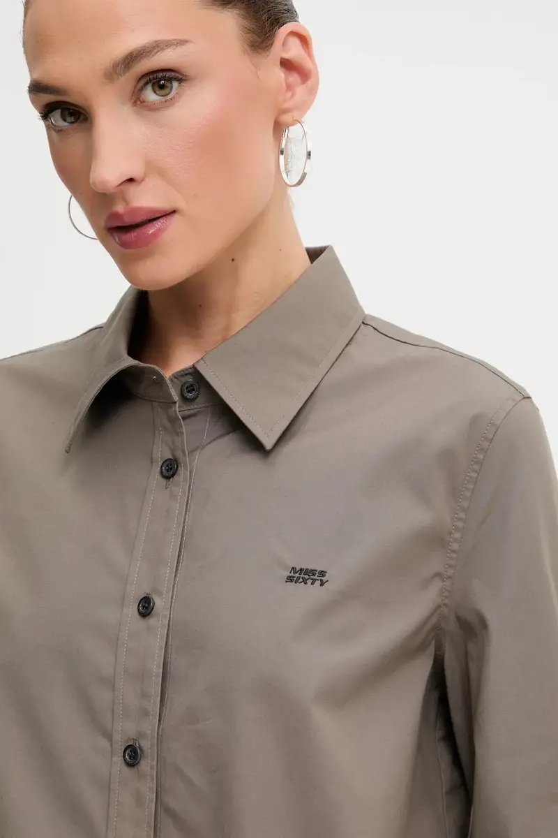 camicia con aggiunta di seta donna colore marrone 6S3XJ5300B miniatura 4