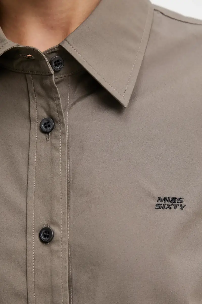 camicia con aggiunta di seta donna colore marrone 6S3XJ5300B miniatura 5