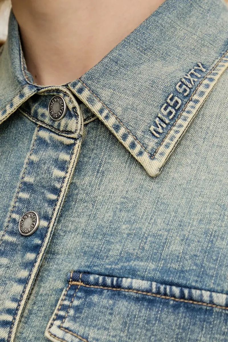 camicia donna colore blu 6S1XJ49600 miniatura 5