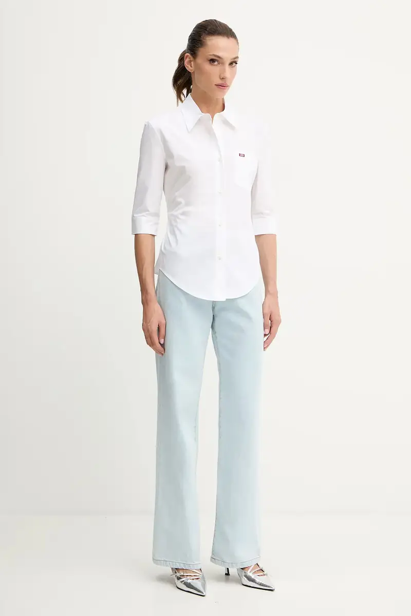 camicia in cotone donna colore bianco 6S3XJ42300 miniatura 2