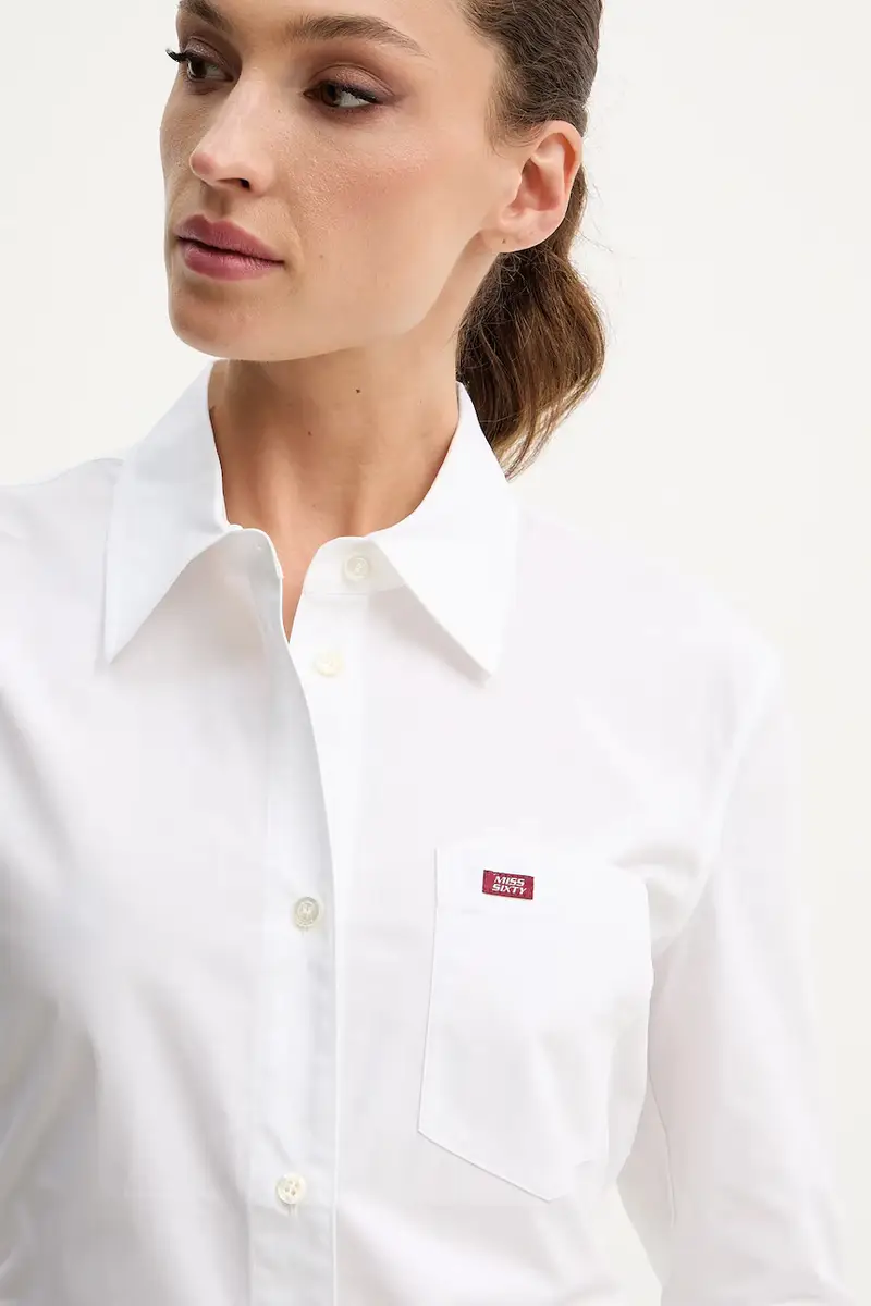 camicia in cotone donna colore bianco 6S3XJ42300 miniatura 4