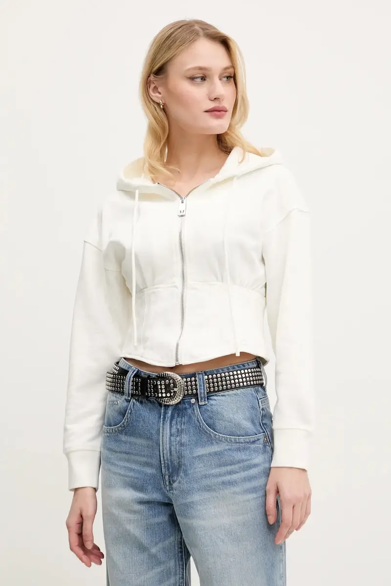 felpa in cotone donna colore beige con cappuccio 6S1TJ57300