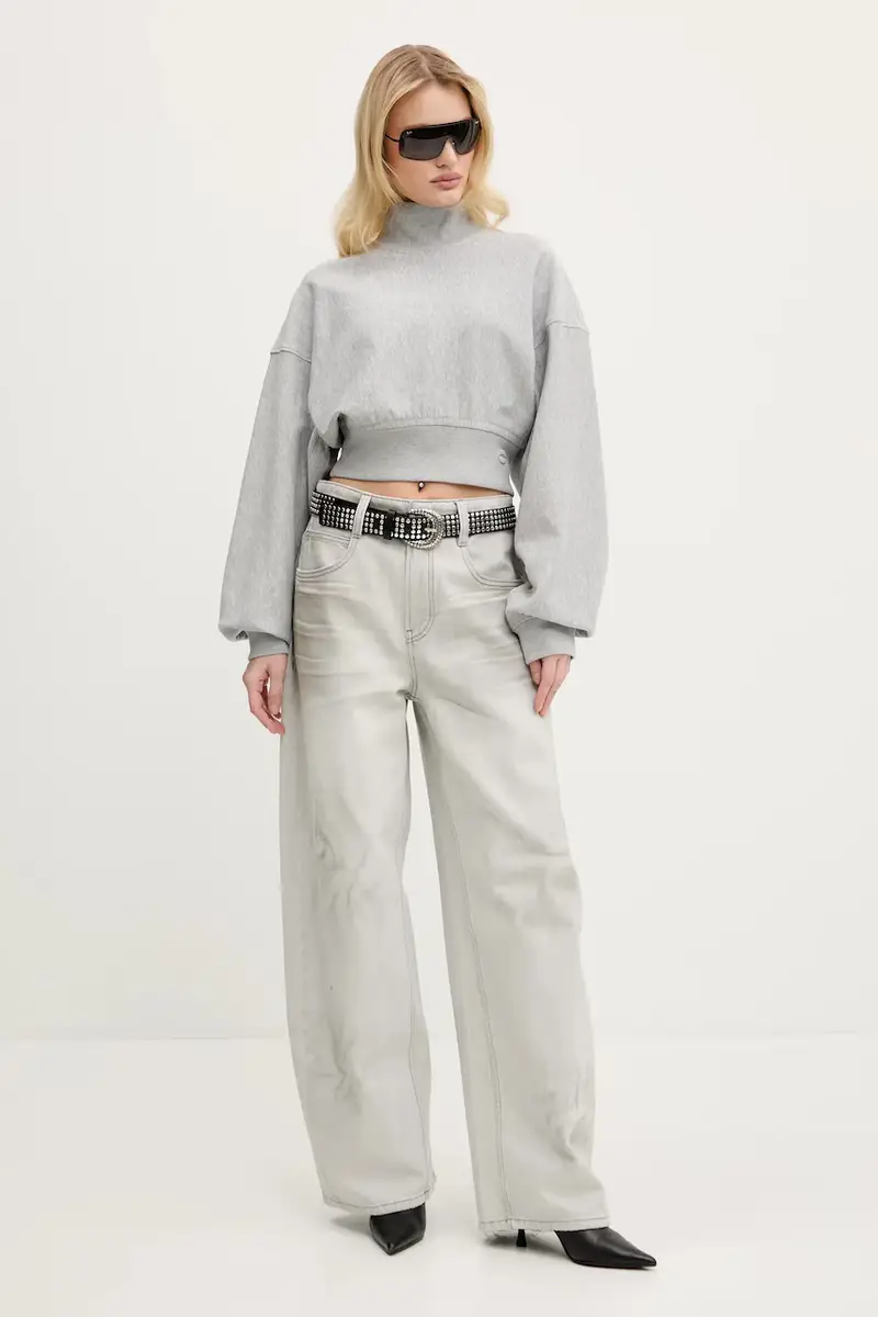 felpa in cotone donna colore grigio 6S1TJ46700 miniatura 2