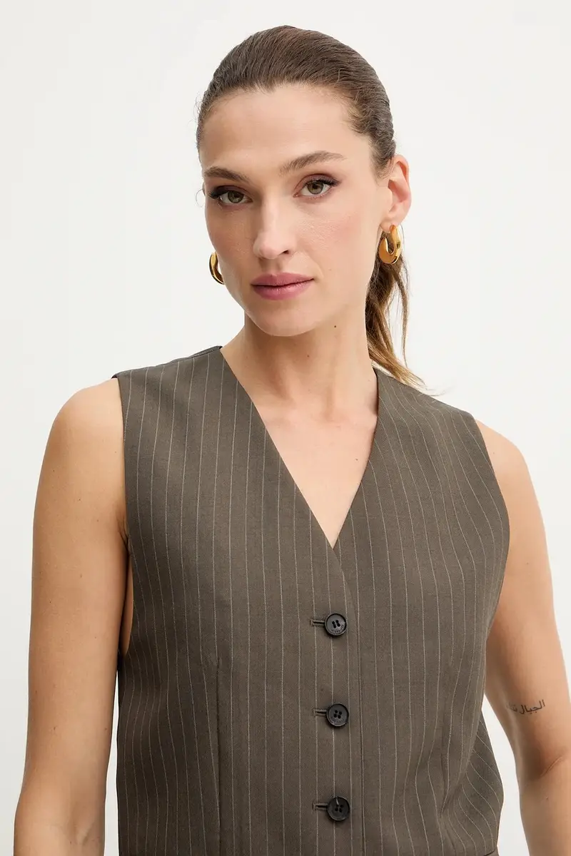 gilè in lana colore marrone 6S3WJ43000 miniatura 4