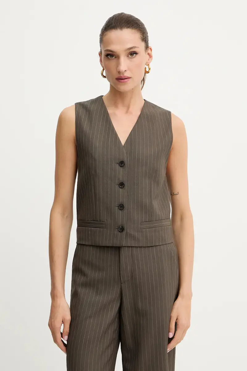 gilè in lana colore marrone 6S3WJ43000