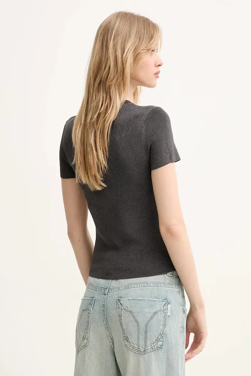 maglietta con aggiunta di seta donna colore grigio 6S1RJ23100 miniatura 3