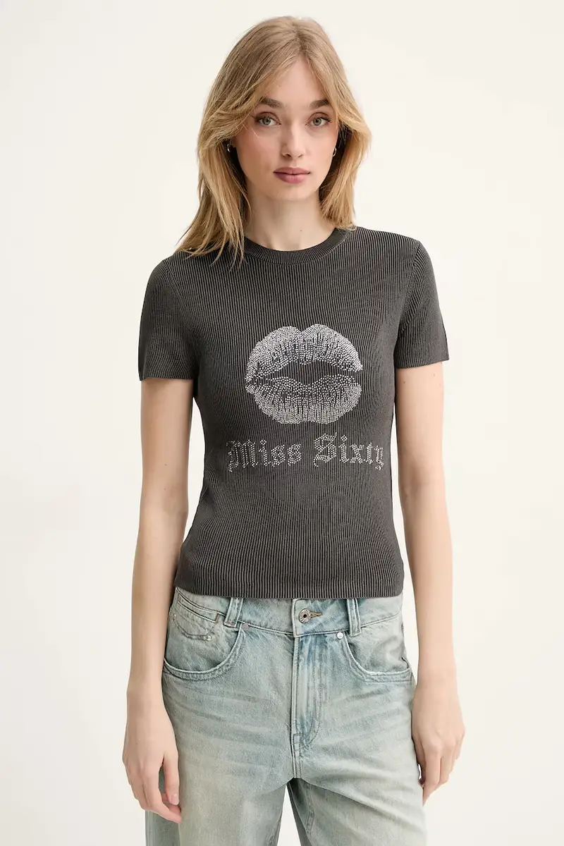 maglietta con aggiunta di seta donna colore grigio 6S1RJ23100