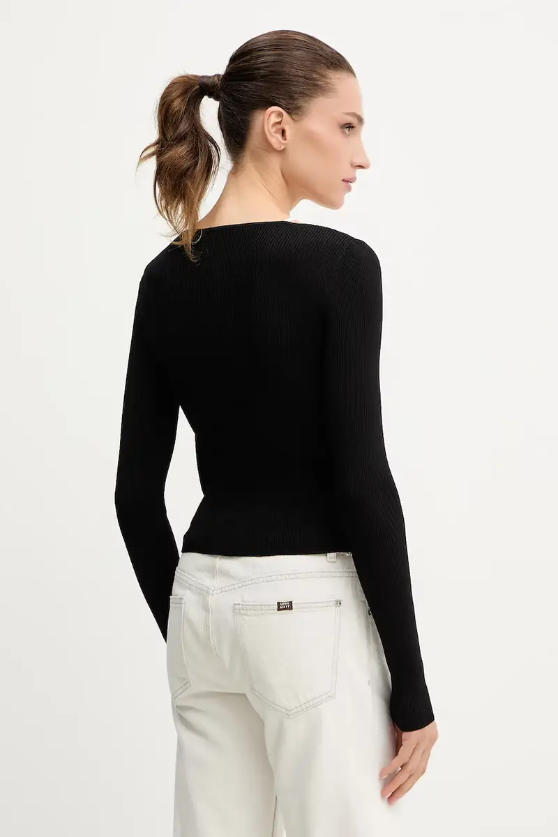 maglione con aggiunta di seta donna colore nero 6S2RJ22900 miniatura 3