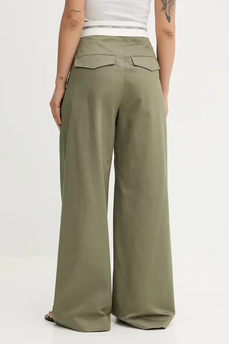 pantaloni in cotone donna colore verde 6S3PJ57900 miniatura 3