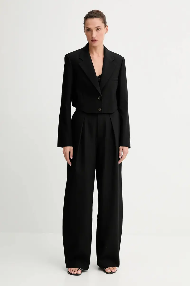 pantaloni in lana donna colore nero 6S3PJ57700 miniatura 2