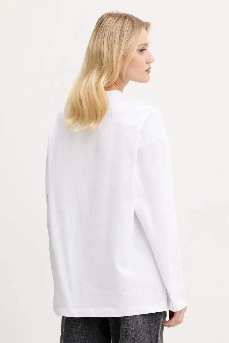 top a maniche lunghe in cotone colore bianco 6S1SJ37800 miniatura 3