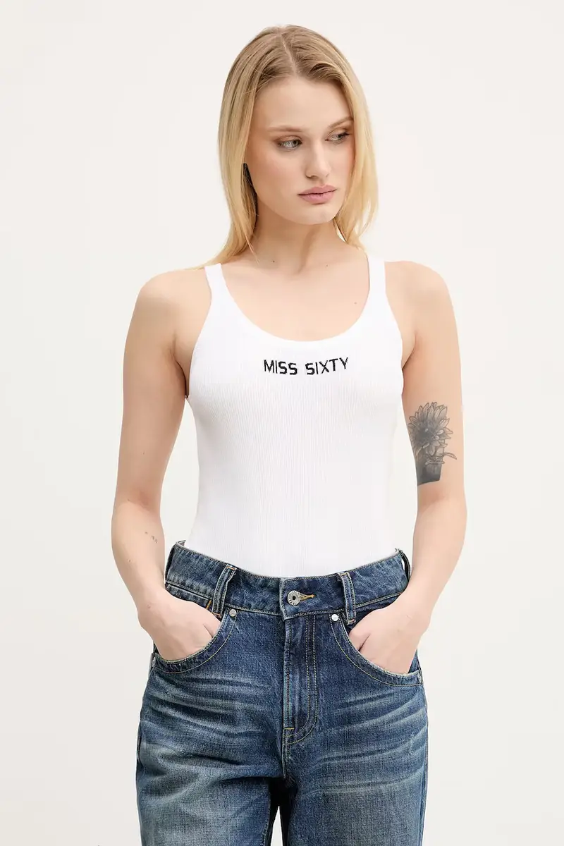 top in cotone colore bianco 6L2RJ3580000