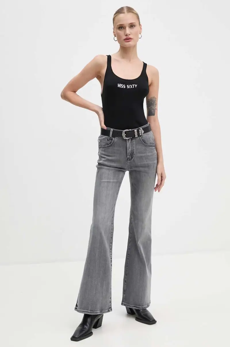 top in cotone colore nero 6L2RJ3580000 miniatura 2