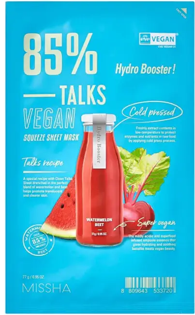 Maschera viso vegana Talks Vegan Squeeze Hydro Booster (in tessuto) 27 g