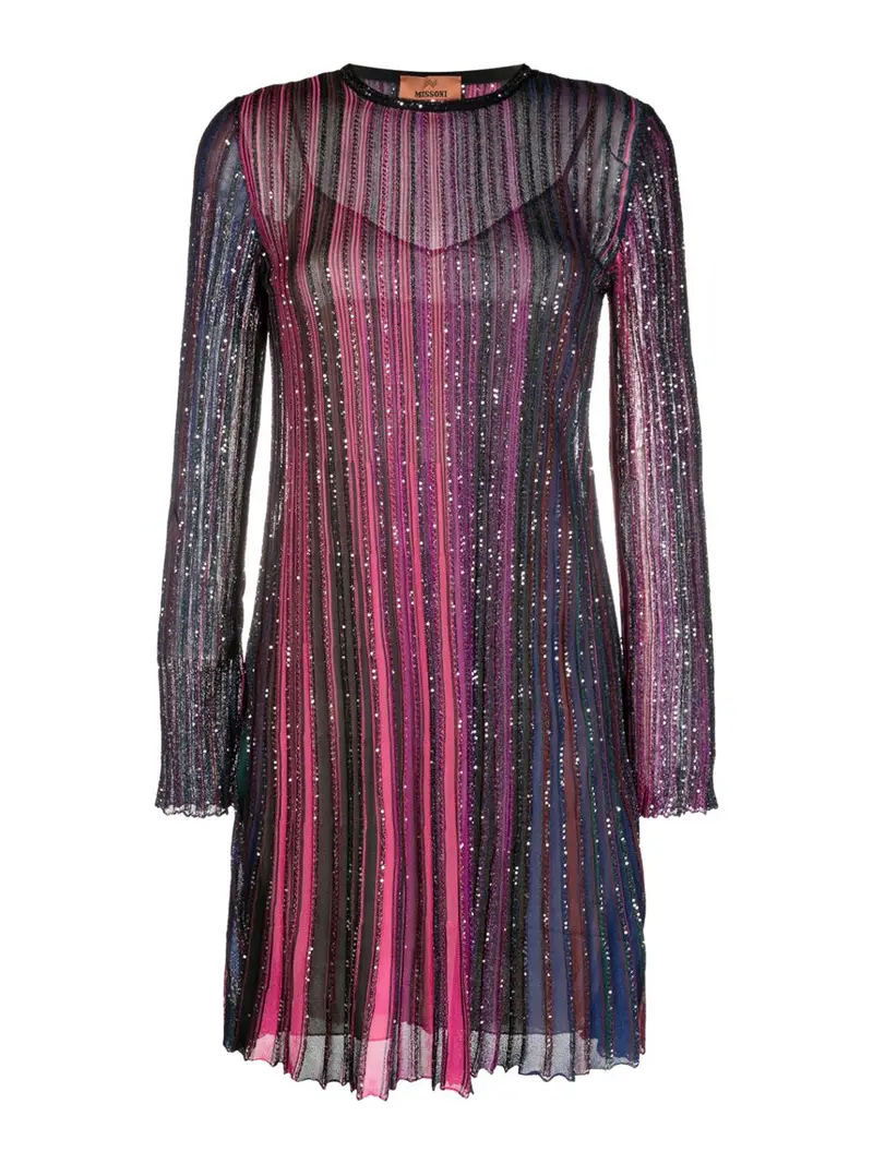 Abito corto plissettato in lurex Viola