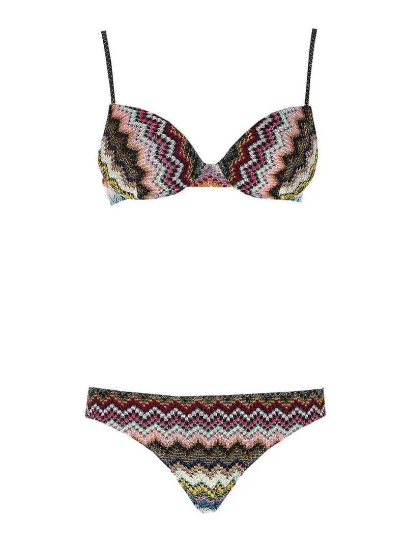 Bikini Multicolor Con Chiusura Lacci Multicolore