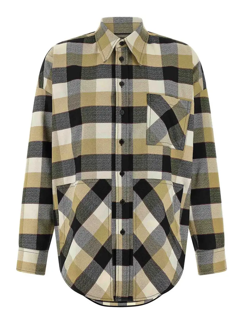 Camicia con motivo a quadri Beige