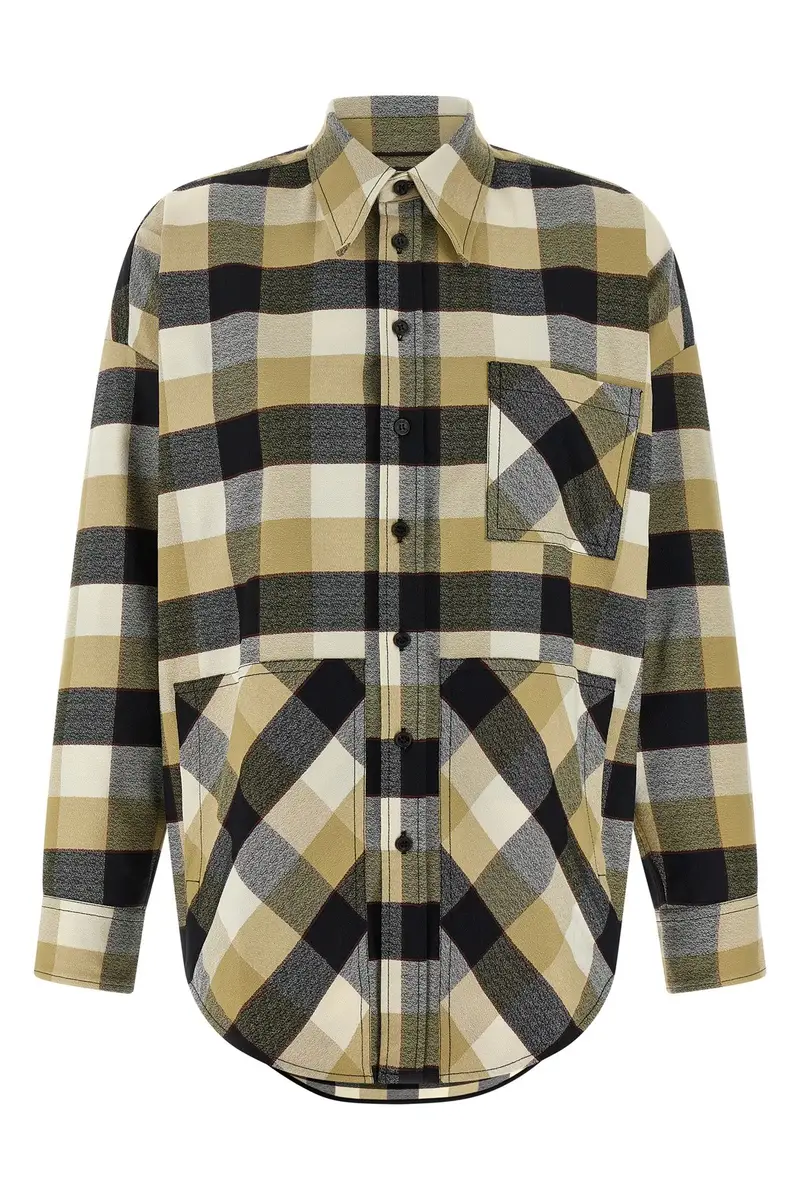 Camicia Motivo Check Beige