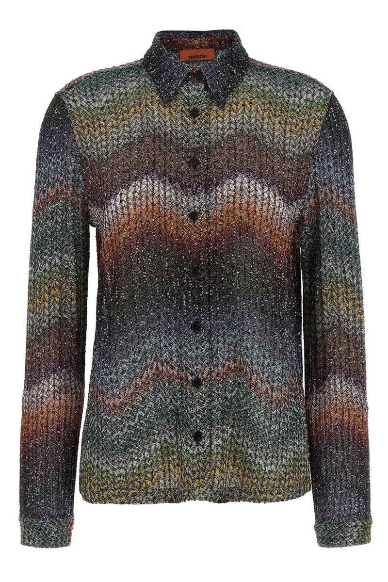Camicia Viscosa Lamé E Paillettes Multi
