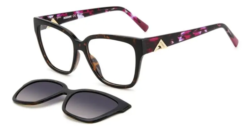 Missoni Donna MIS 0179/CS 086/XW Montature da vista Acetato Havana Viola Squadrata Polarizzata Clip-on