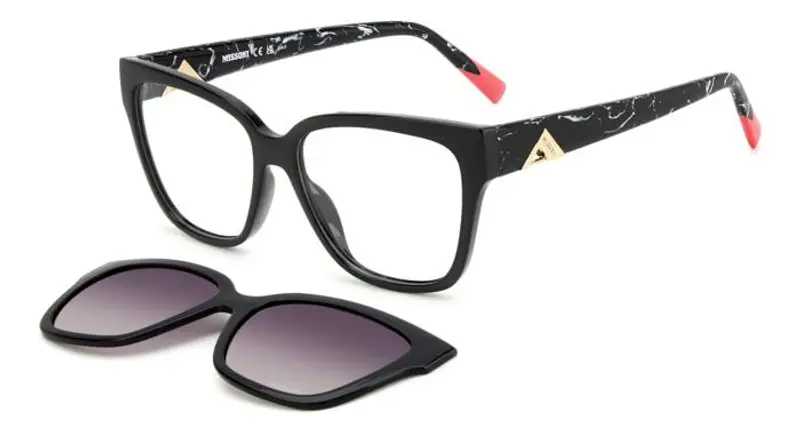 Missoni Donna MIS 0179/CS 807/XW Montature da vista Acetato Nero Viola Squadrata Polarizzata Clip-on
