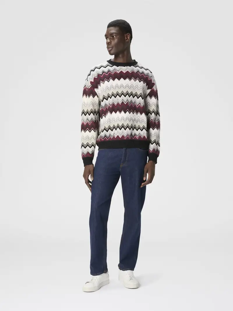 Missoni Maglia girocollo zig zag panna e bordeaux miniatura 2