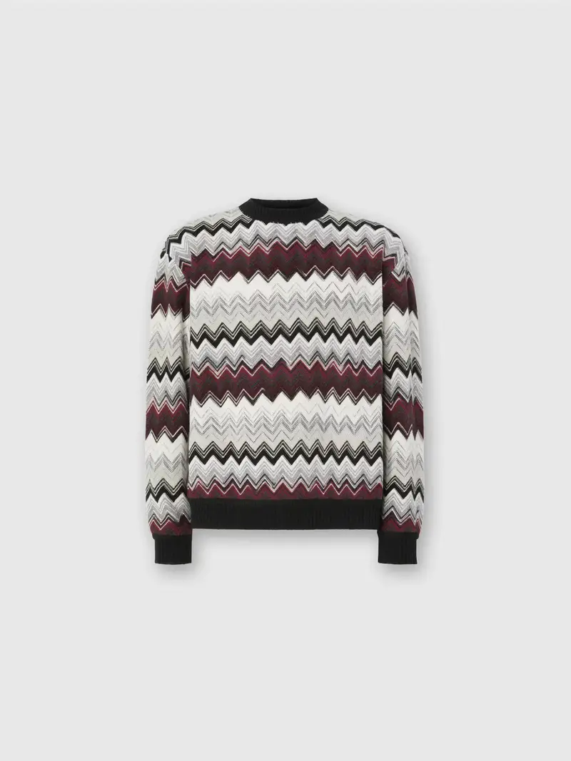 Missoni Maglia girocollo zig zag panna e bordeaux