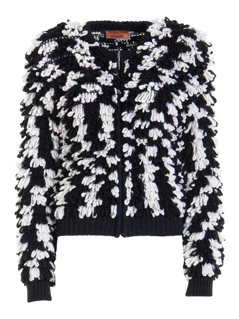 Maglione con zip a coste Nero