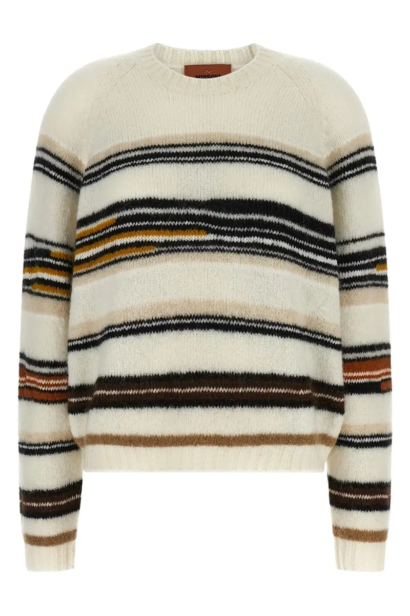 Maglione Intarsio Righe Bianco