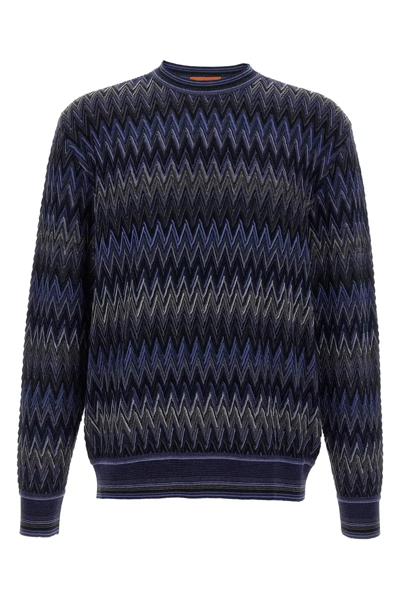 Maglione Motivo Zig Zag Blu