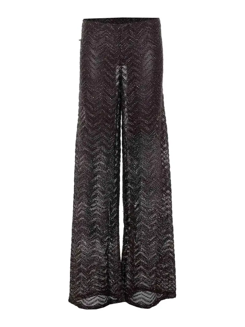 Pantaloni con paillettes marrone scuro