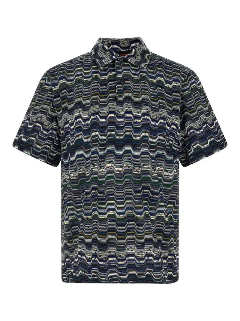 Polo a zigzag Blu