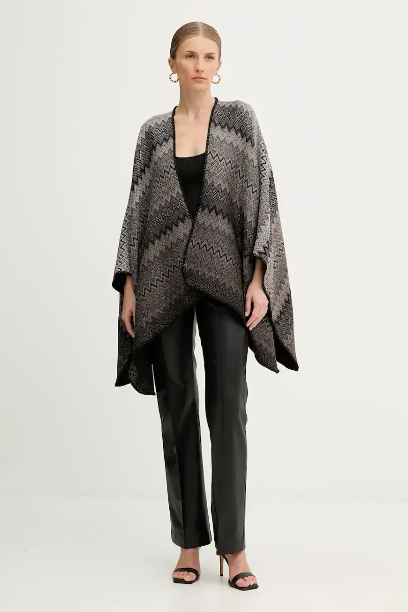 poncho il lana colore marrone MA80WODA420 miniatura 2