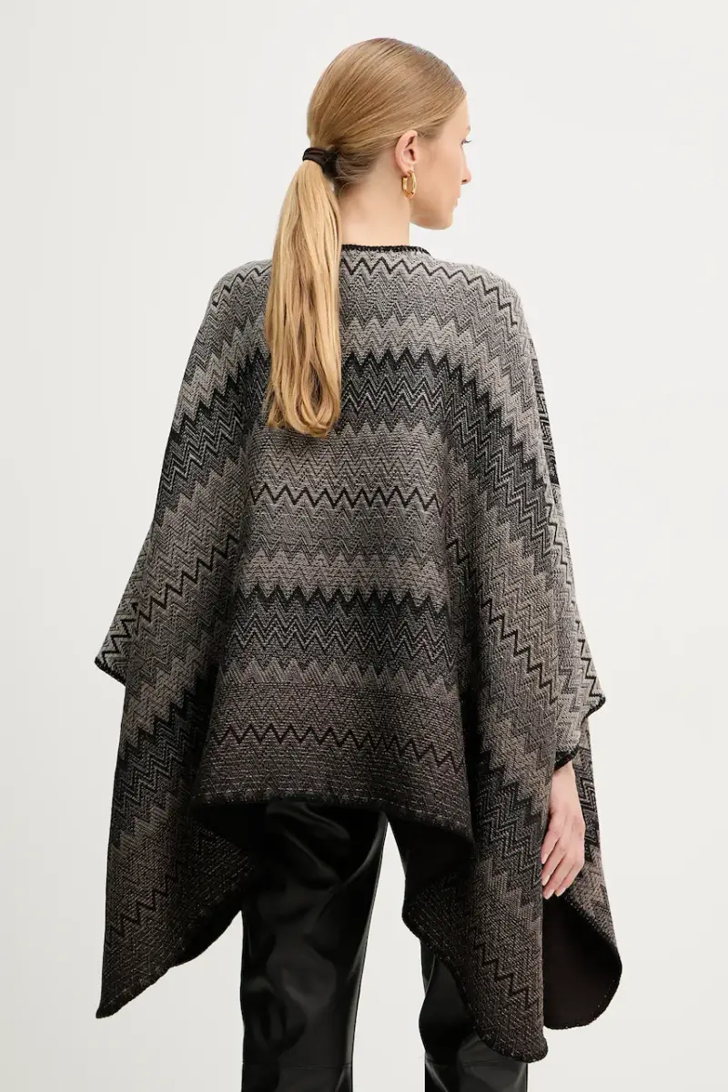 poncho il lana colore marrone MA80WODA420 miniatura 3