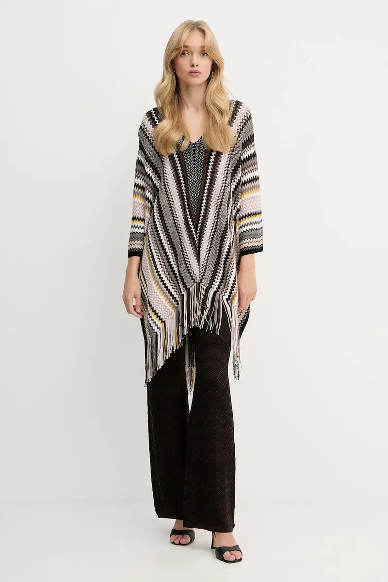 poncho in contone colore marrone 9P4EWMDA232 miniatura 2