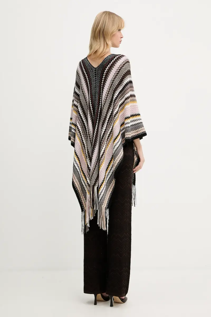 poncho in contone colore marrone 9P4EWMDA232 miniatura 3