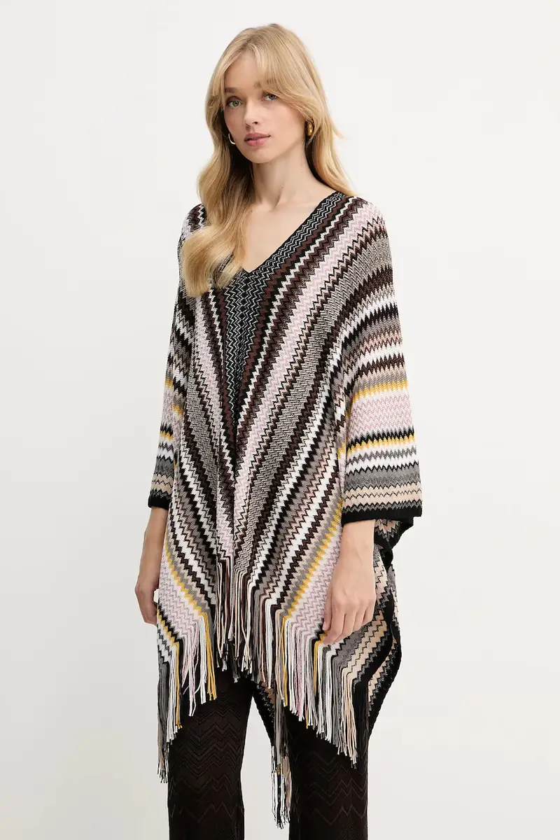 poncho in contone colore marrone 9P4EWMDA232