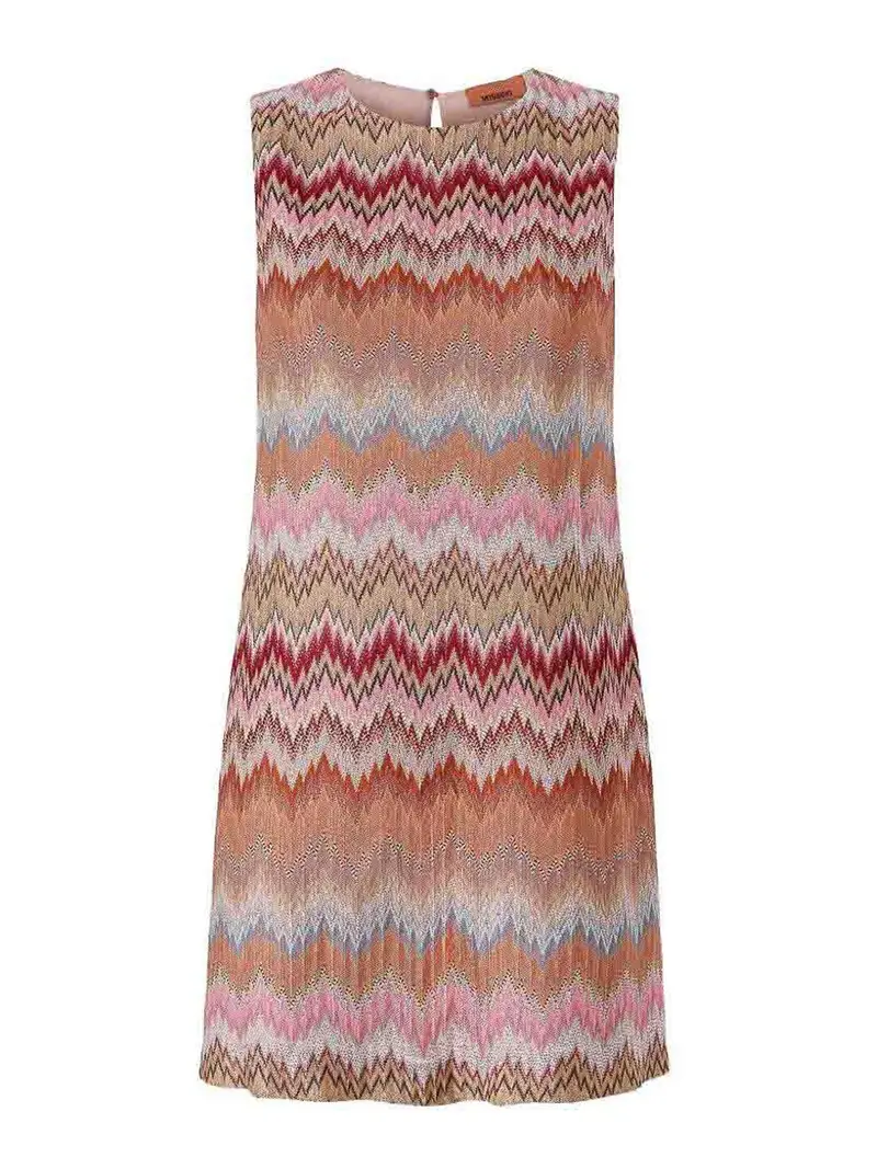 Vestito corto con motivo a zigzag Color Carne E Neutri